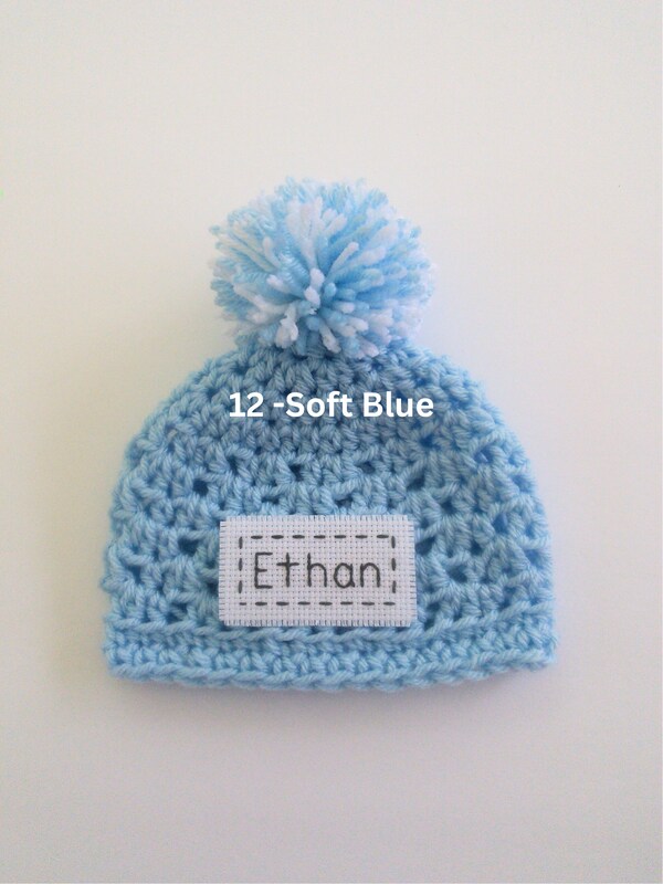 Newborn Baby Hat, Embroidered Baby Hat, Personalized Baby Beanie, 32 Color Options, Gender Reveal Hat, Baby Hat with Name, Preemie Hat